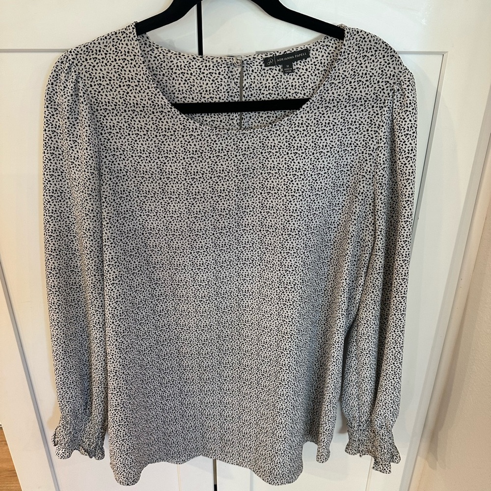 Adrianna Papell Black and White Dotted Blouse